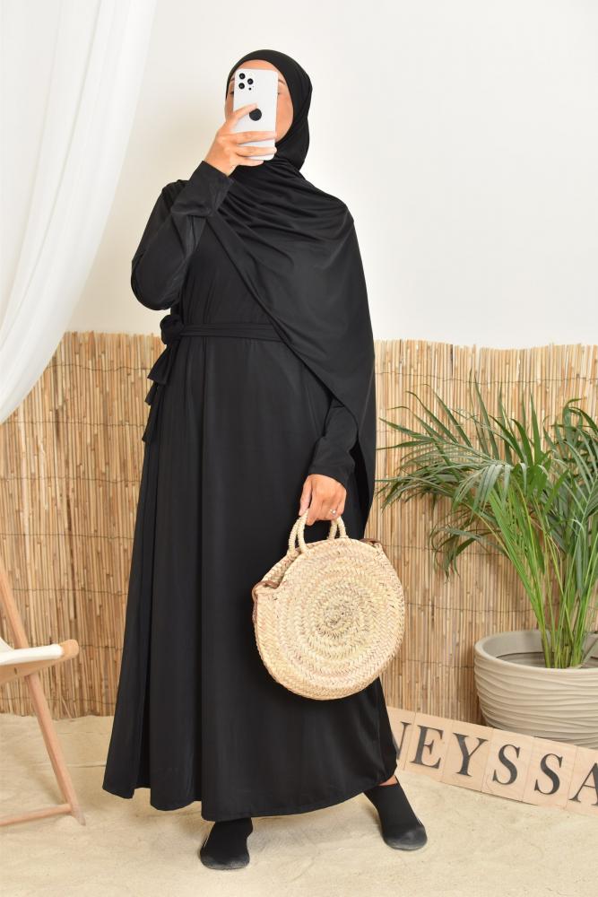 Burkini long hijab à nouer LUJAYN Noir