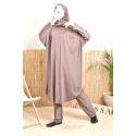 Burkini grande taille papillon MAJORQUE taupe foncé