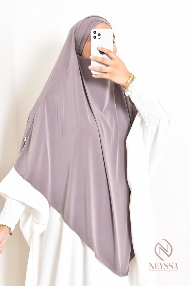 Khimar doppelt gekreuzter spitzer Jersey Rihab