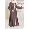 Langes besticktes Kleid Emine Beige