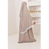 Abaya hijab integrated embroidered Mawazine Dark Nude