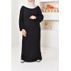 Linen-effect dress with puffed sleeves Najiba