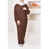 Linen-effect dress with puffed sleeves Najiba