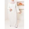 Linen-effect dress with puffed sleeves Najiba