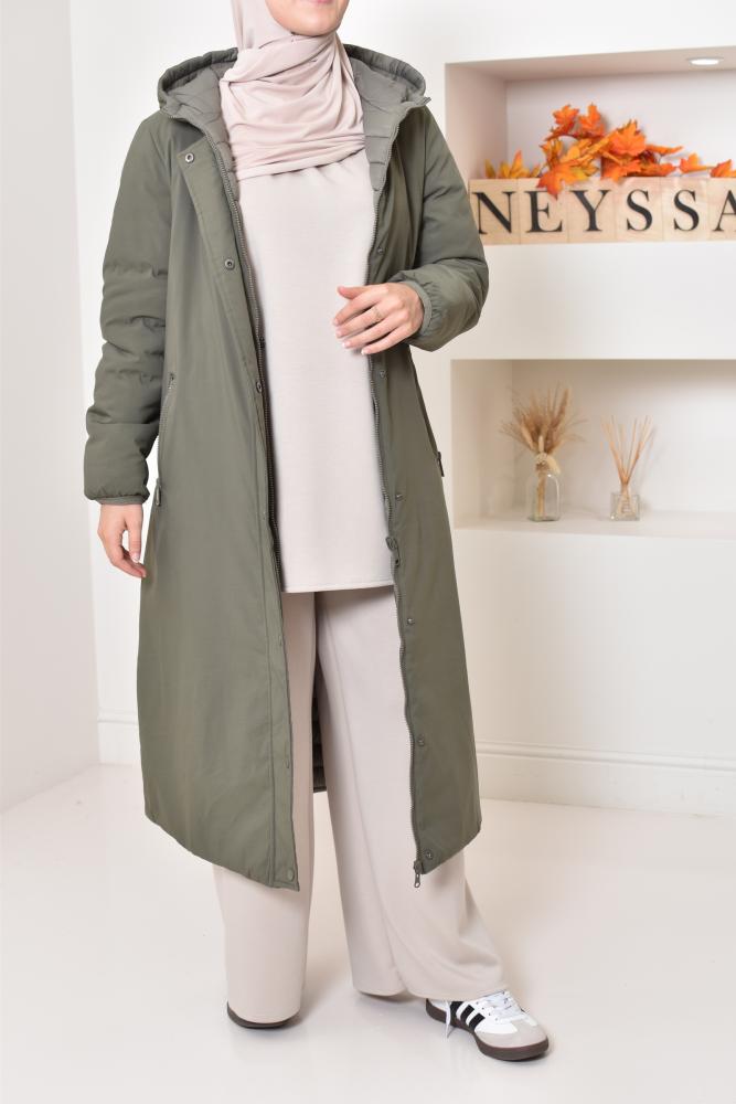 Women's beige reversible Winter parka