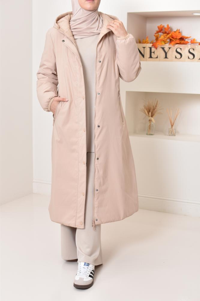 Women's beige reversible Winter parka