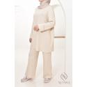 Set für Frauen aus Strick Comfy Beige