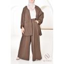 ALLURE Palazzo suit set brown