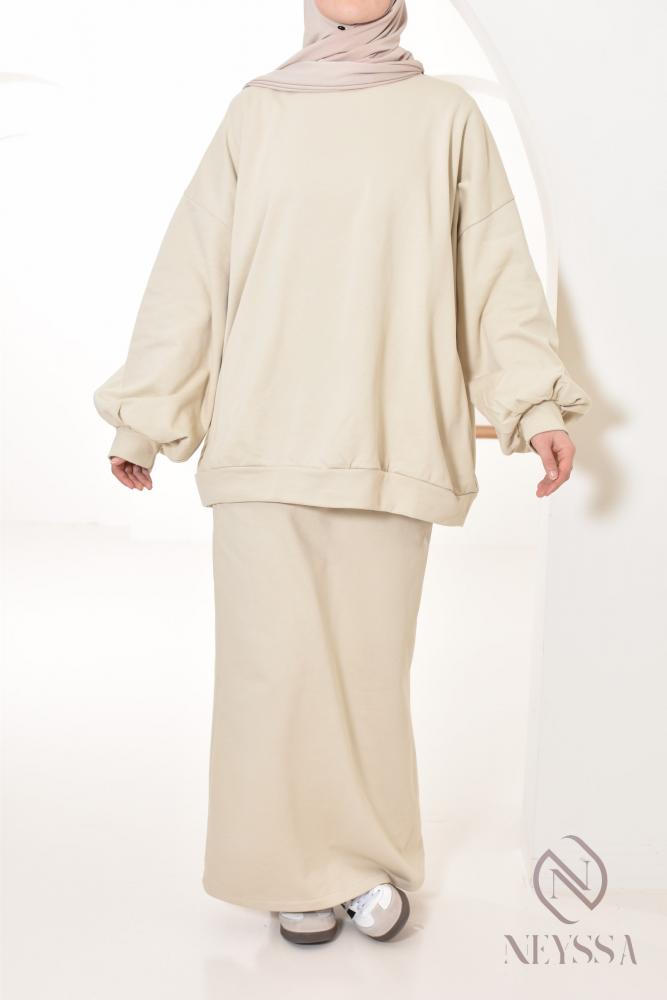 Sweatshirt and skirt set Sana Beige