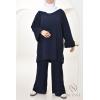 Neyssa Velvet Dream navy blue ribbed pant set