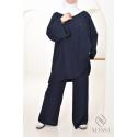 Neyssa Velvet Dream navy blue ribbed pant set