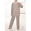 Damen-Ensemble aus gewebter Masche Essential Taupe