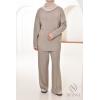 Damen-Ensemble aus gewebter Masche Essential Taupe