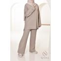 Damen-Ensemble aus gewebter Masche Iconic Taupe