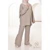 Damen-Ensemble aus gewebter Masche Iconic Taupe