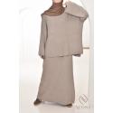 Ensemble tunique et jupe maille tissée Douceur Taupe