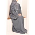 Abaya Dubaï papillon Nejla Bleu jean