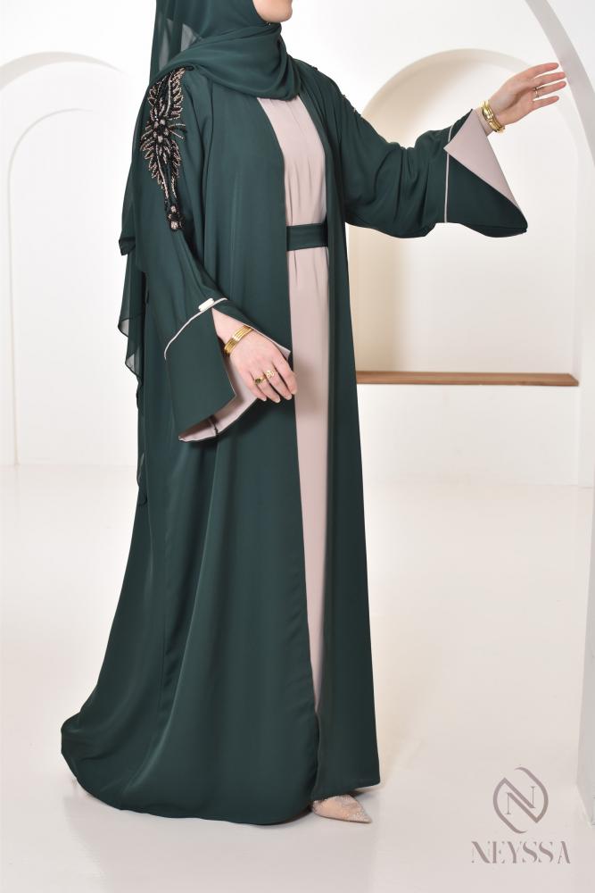 Abaya Dubai JAWAARA Flaschengrün