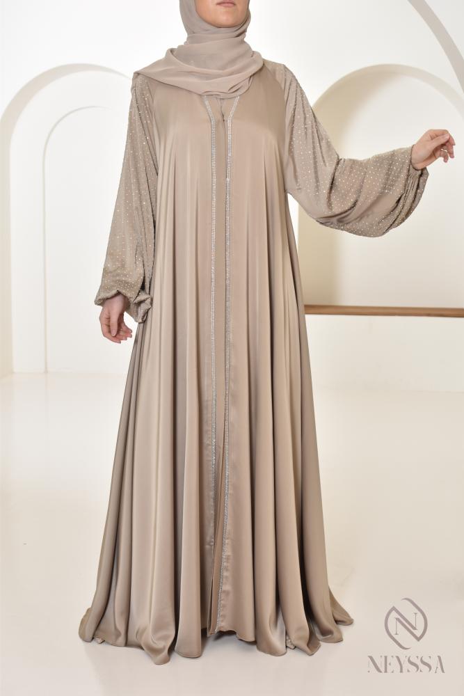 Abaya Dubai rhinestone Djita Nude