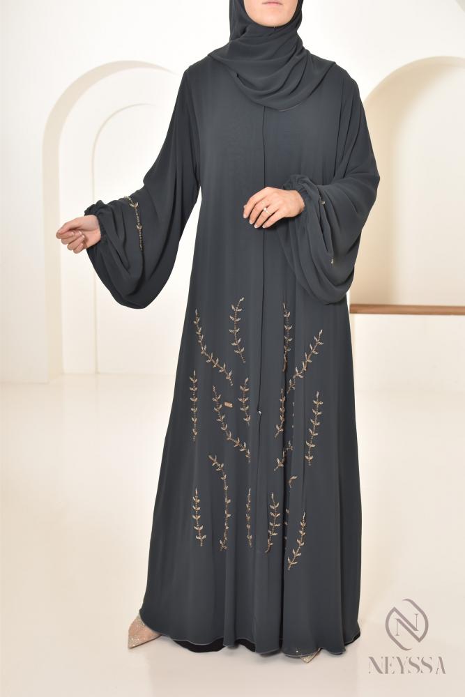 Abaya Dubaï NAWANE green of gray