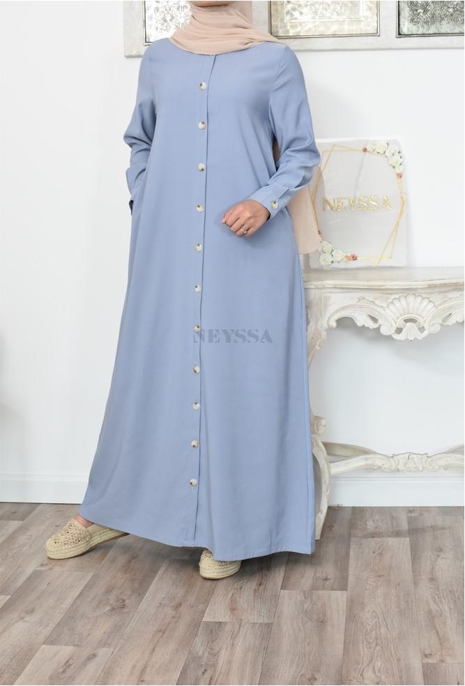 Locker sitzendes Button-Down-Kleid, inspiriert von bescheidener Mode für muslimische Frauen