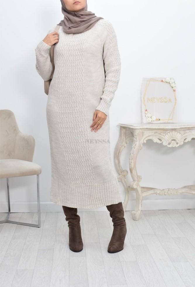 Women's long knitted tunic dress