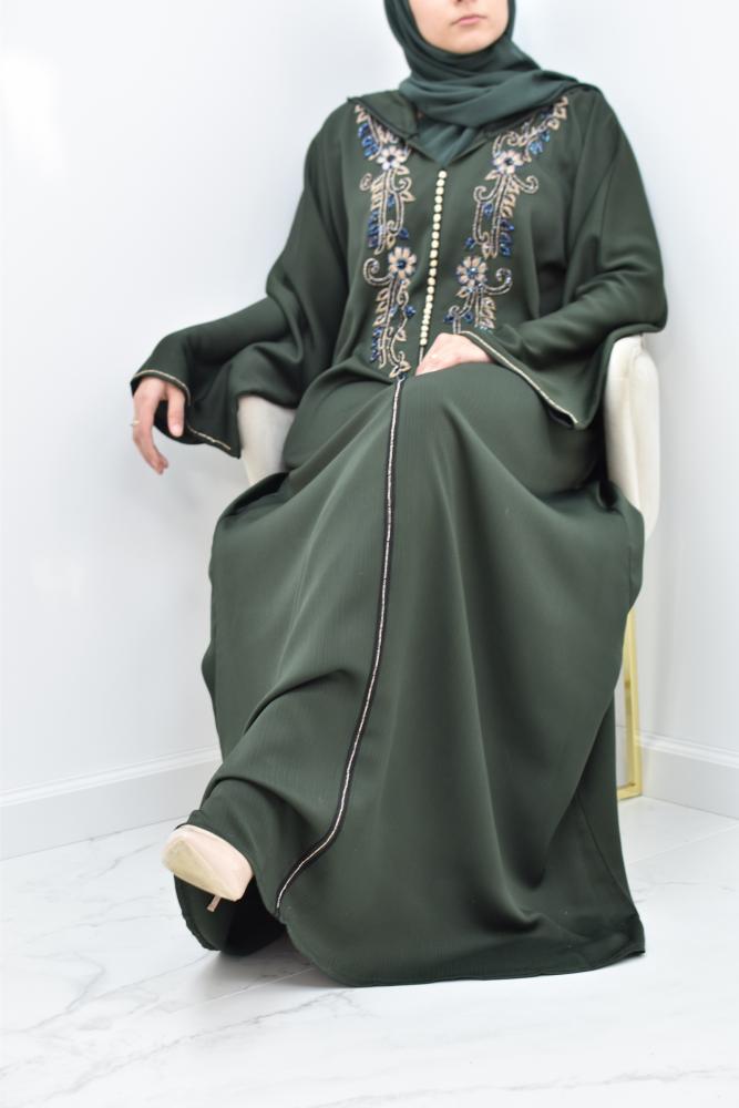 Women's Djellaba Sawsen dark khaki