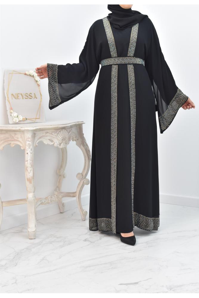 Abaya Dubai Kimono Amaly SCHWARZ
