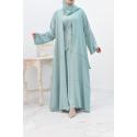 4-teilige Kimono-Abaya Sharjah Smaragd