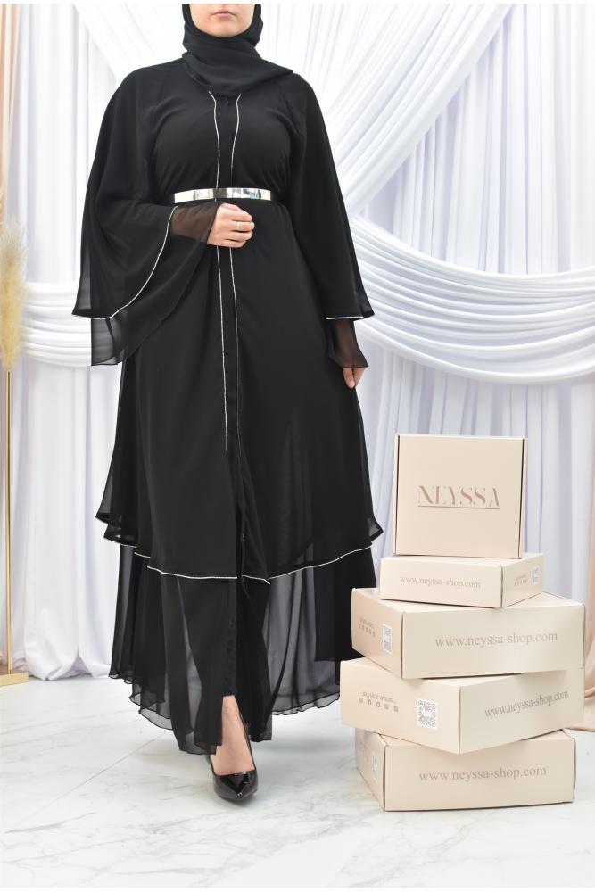 Abaya kimono Noriane Black/Camel