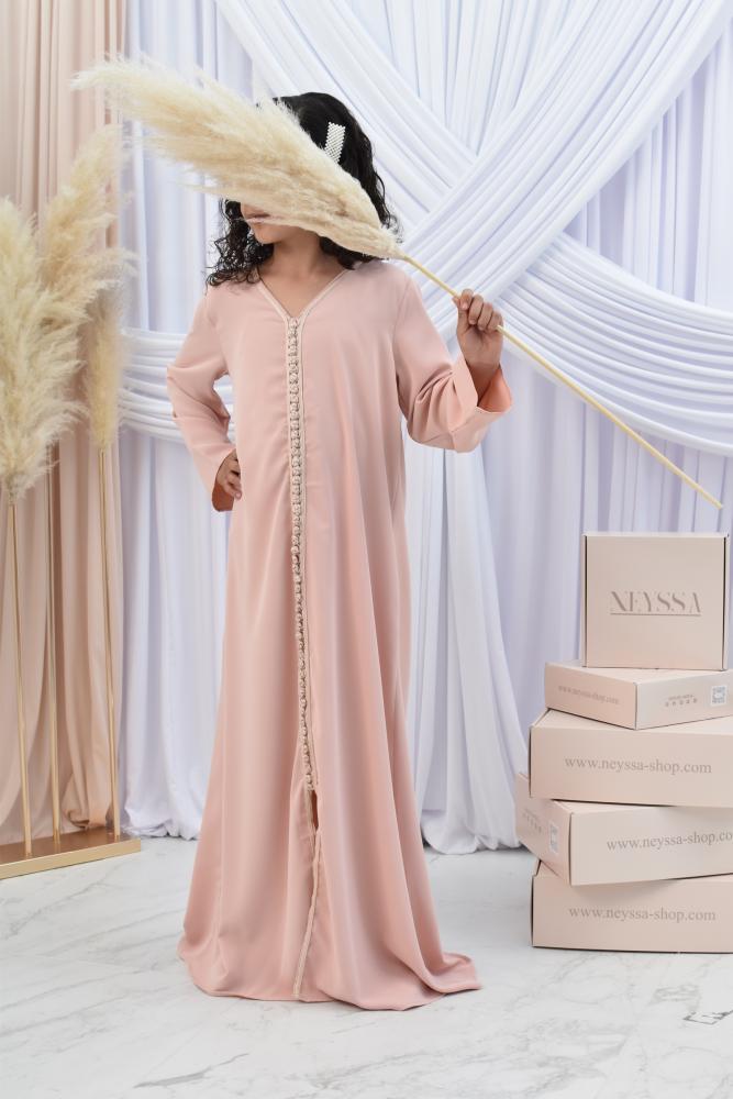 Abaya mother or daughter Nouhrane Beige pink
