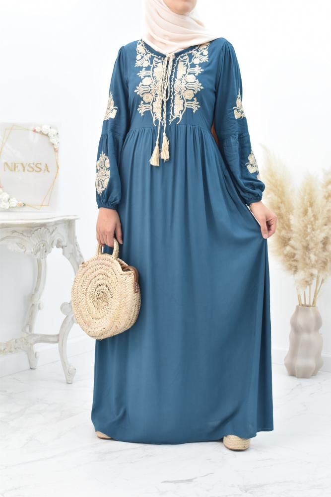 Gold embroidered long dress Naîma