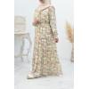 Neyane Khaki floral chiffon dress