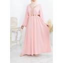 Ihssane embroidered long pink dress