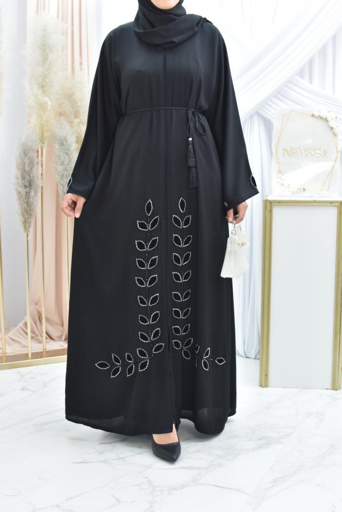 Abaya Dubai Kimono Kona Schwarz
