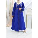 Abaya mère ou fille style caftan Samah Bleu Royal