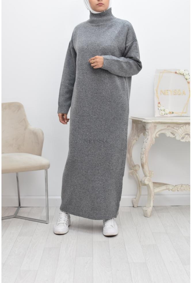 Robe pull longue hiver manches longues