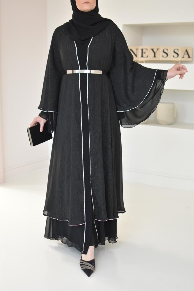 Abaya Dubai schwarz mit Strass Aïd Neyssa shop