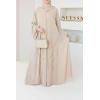 Abaya Dubaï beige manches bouffantes perles Neyssa Shop