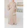 Abaya Dubaï beige manches bouffantes perles Neyssa Shop