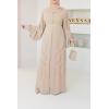 Abaya Dubaï beige manches bouffantes perles Neyssa Shop