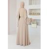 Abaya Dubaï beige manches bouffantes perles Neyssa Shop