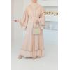 Abaya Dubai embroidered ruffles beige Eid Neyssa shop