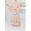 Abaya Dubai embroidered ruffles beige Eid Neyssa shop