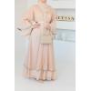 Abaya Dubai embroidered ruffles beige Eid Neyssa shop