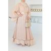 Abaya Dubai embroidered ruffles beige Eid Neyssa shop