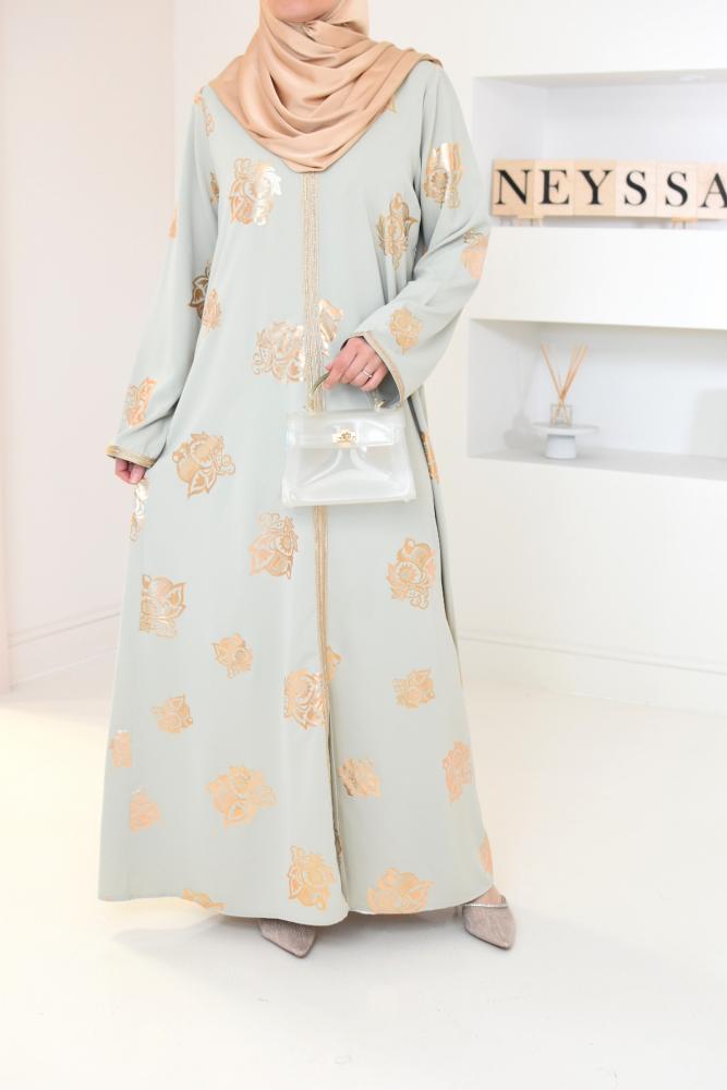 Abaya caftan vert d'eau Neyssa shop