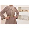 Ihssane embroidered long taupe dress