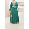 Robe longue évasée brodée Ihssane VERT