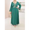 Robe longue évasée brodée Ihssane VERT